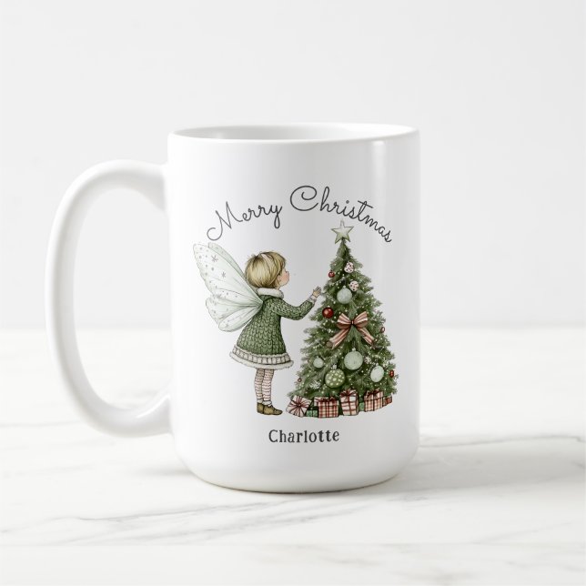 Personalisierter Weihnachtsbaum Kaffeetasse (Links)