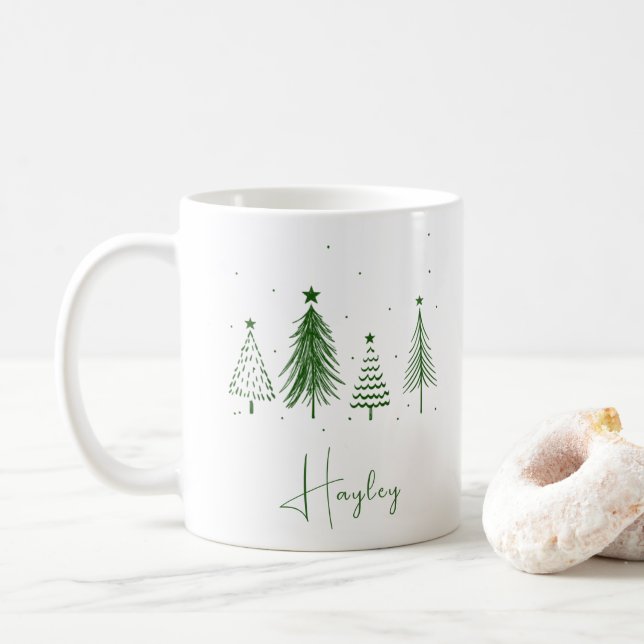 Personalisierter Weihnachtsbaum Kaffeetasse (Mit Donut)