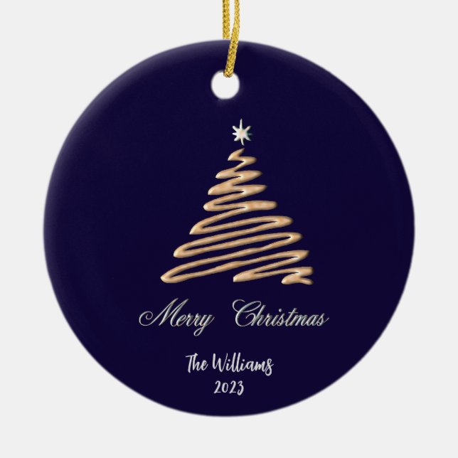 Personalisierter Weihnachtsbaum Keramik Ornament (Vorne)