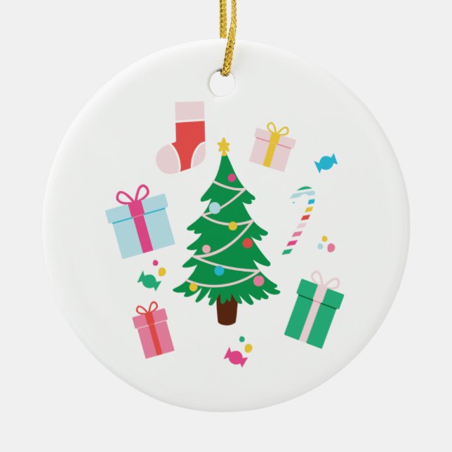 Personalisierter Weihnachtsbaum Keramik Ornament (Vorne)
