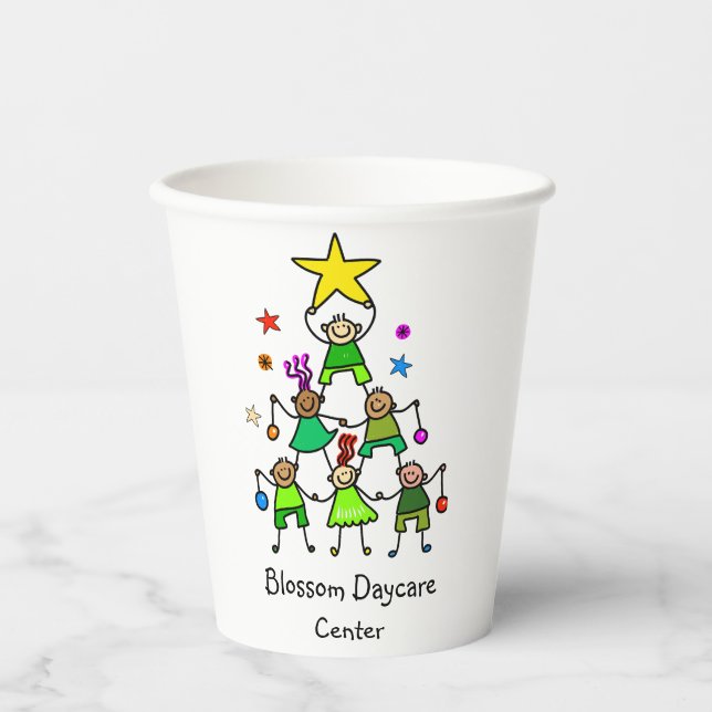 Personalisierter Weihnachtsbaum Kinder Pappbecher (Vorderseite)