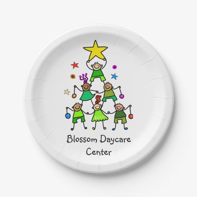 Personalisierter Weihnachtsbaum Kinder Pappteller (Vorderseite)