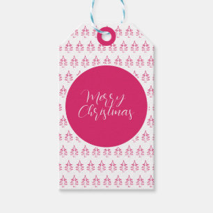 Personalisierter Weihnachtsbaum-Muster Hot Pink Geschenkanhänger