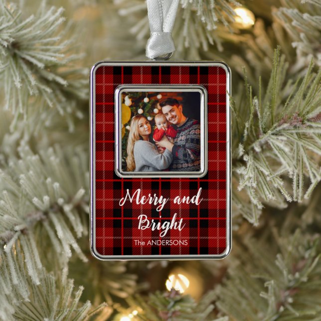 Personalisierter Weihnachtsbaum Rahmen-Ornament Silber (Baum)
