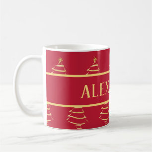Personalisierter Weihnachtsbaum Red Gold Kaffeetasse