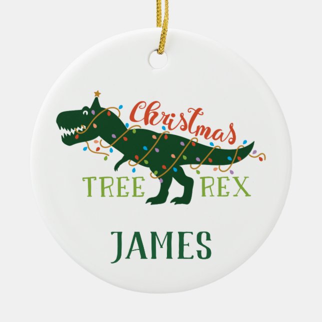 Personalisierter Weihnachtsbaum-Rex-Ornament Keramik Ornament (Vorne)