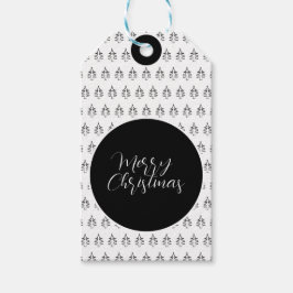 Personalisierter Weihnachtsbaum schwarz-weiß Geschenkanhänger