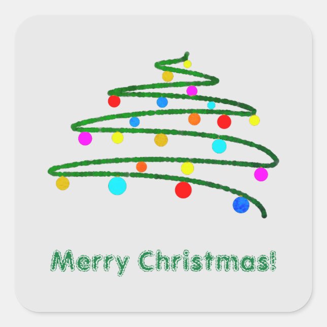 Personalisierter Weihnachtsbaum und Zeichnend Orna Quadratischer Aufkleber (Vorderseite)