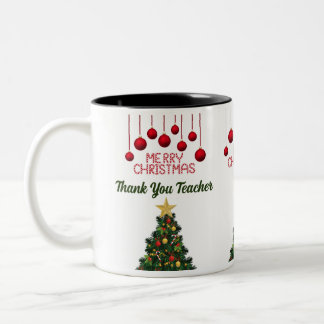 Personalisierter Weihnachtsbaum Vielen Dank Zweifarbige Tasse