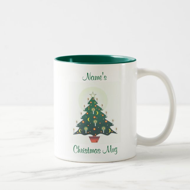 personalisierter Weihnachtsbaum Zweifarbige Tasse (Rechts)