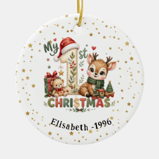 Personalisierter Weihnachtsbaumanhänger für Baby M Keramik Ornament