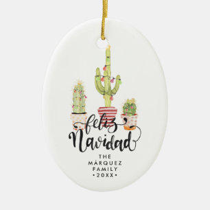 Personalisierter Weihnachtsbaumschmuck Feliz Navid Keramik Ornament