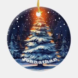 Personalisierter Weihnachtsbaumschmuck leuchtend Keramik Ornament