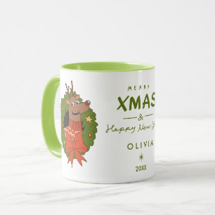 Personalisierter Weihnachtsbecher mit Rentier   Fe Tasse
