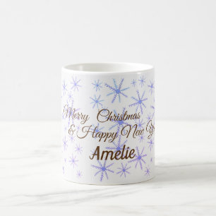 Personalisierter Weihnachtsbecher Schneeflocken Kaffeetasse