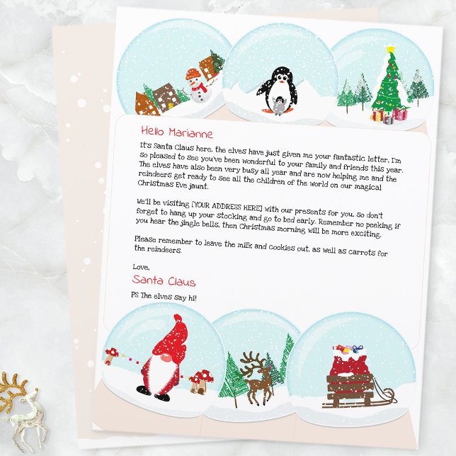Personalisierter Weihnachtsbrief von Santa  (Snow Globe Father Christmas Letter)