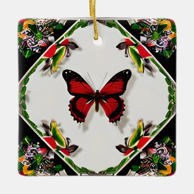Personalisierter Weihnachtsbutterfly Personalisier Keramikornament (Vorderseite)