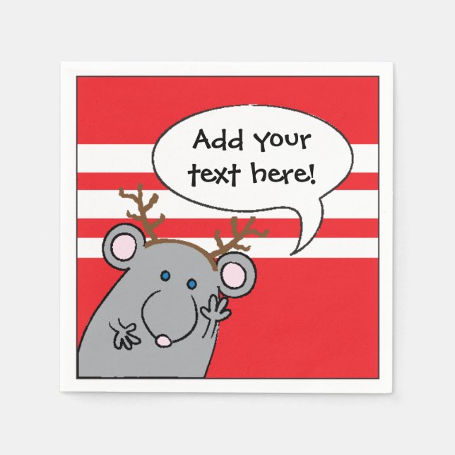 Personalisierter Weihnachtscocktail Napkins "Maus" Serviette (Vorderseite)