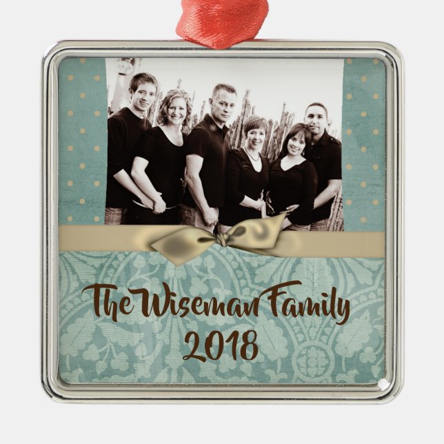 Personalisierter WeihnachtsDamaske Winte FOTO Orna Ornament Aus Metall (Vorne)