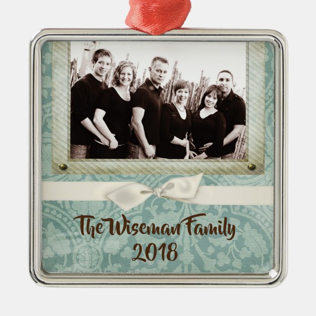 Personalisierter WeihnachtsDamaske Winte FOTO Orna Ornament Aus Metall (Vorne)