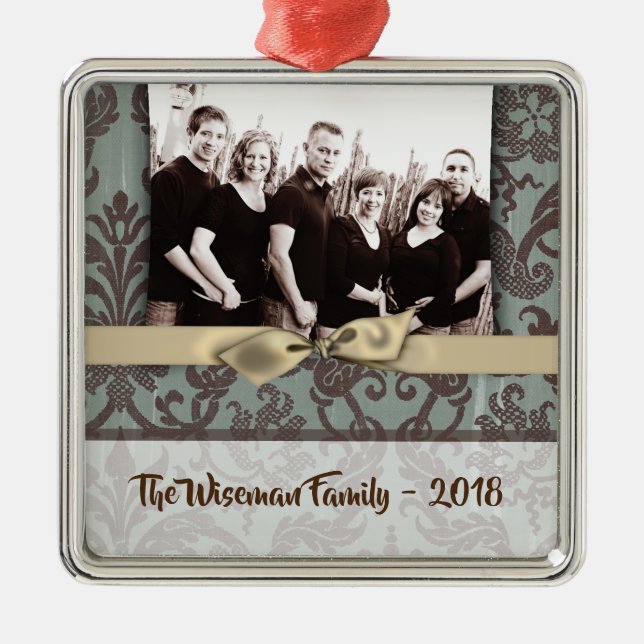 Personalisierter WeihnachtsDamaske Winte FOTO Orna Ornament Aus Metall (Vorne)