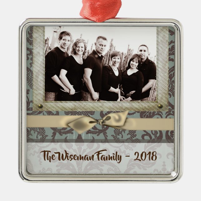 Personalisierter WeihnachtsDamaske Winte FOTO Orna Ornament Aus Metall (Vorne)