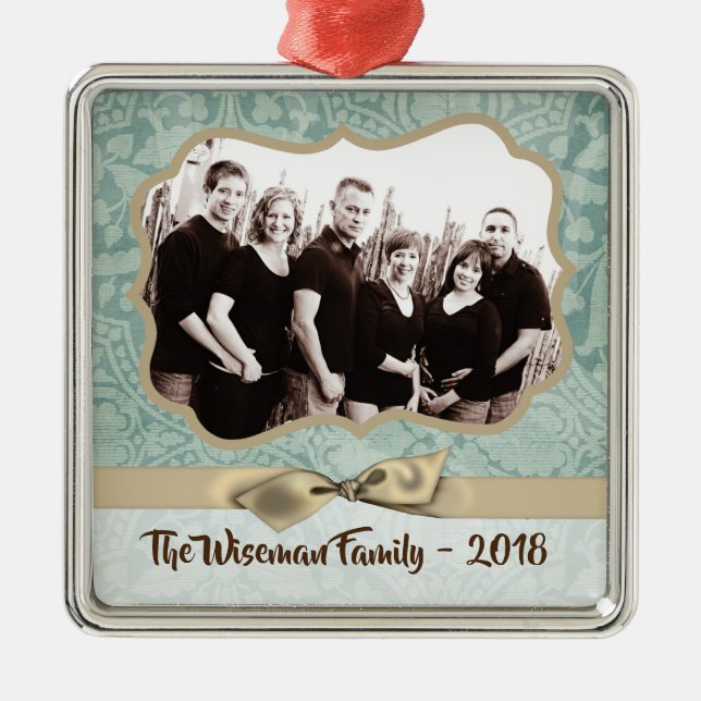 Personalisierter WeihnachtsDamaske Winte FOTO Orna Ornament Aus Metall (Vorne)