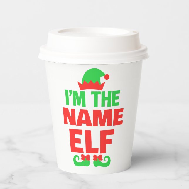 Personalisierter Weihnachtself Pappbecher (Vorderseite)