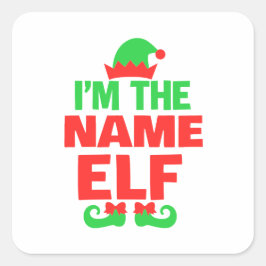 Personalisierter Weihnachtself Quadratischer Aufkleber
