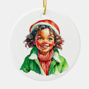 Personalisierter Weihnachtself vintage Keramik Ornament