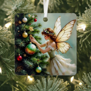 Personalisierter Weihnachtsengel-Feenzauber Ornament Aus Metall