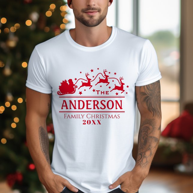 Personalisierter Weihnachtsfamilienname T-Shirt (Personalized Christmas Family Name Holiday T-Shirt)