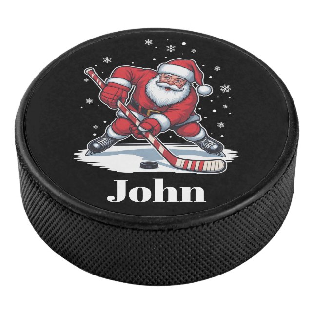 Personalisierter Weihnachtsfeiertag Eishockey Puck (3/4)