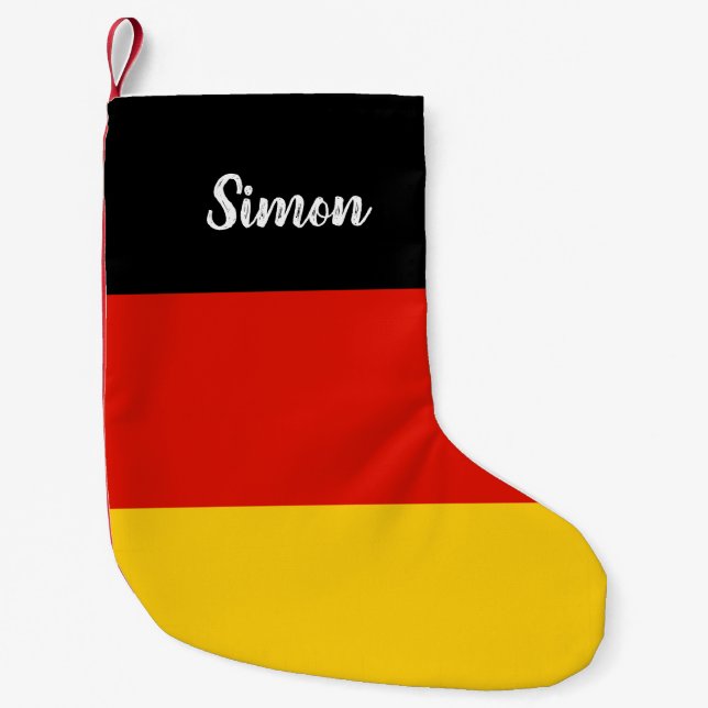 Personalisierter Weihnachtsfeiertag unter deutsche Kleiner Weihnachtsstrumpf (Vorderseite)