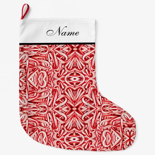 Personalisierter Weihnachtsfest - Candy Canes Großer Weihnachtsstrumpf (Vorderseite)