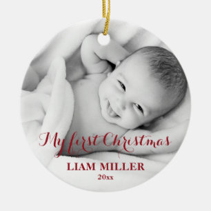 Personalisierter Weihnachtsfoto-Ornament für Babys Keramik Ornament