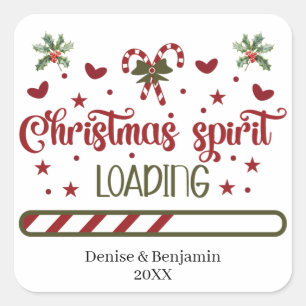 Personalisierter Weihnachtsgeist wird geladen Quadratischer Aufkleber