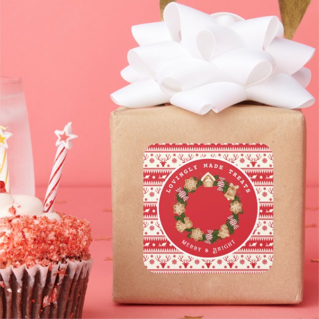 Personalisierter Weihnachtsgingerbrot-Kreideaufkle Quadratischer Aufkleber (Party)