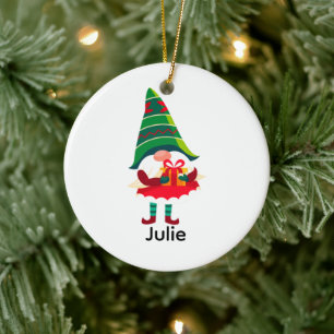 Personalisierter Weihnachtsgnom Holing eine Gesche Keramik Ornament