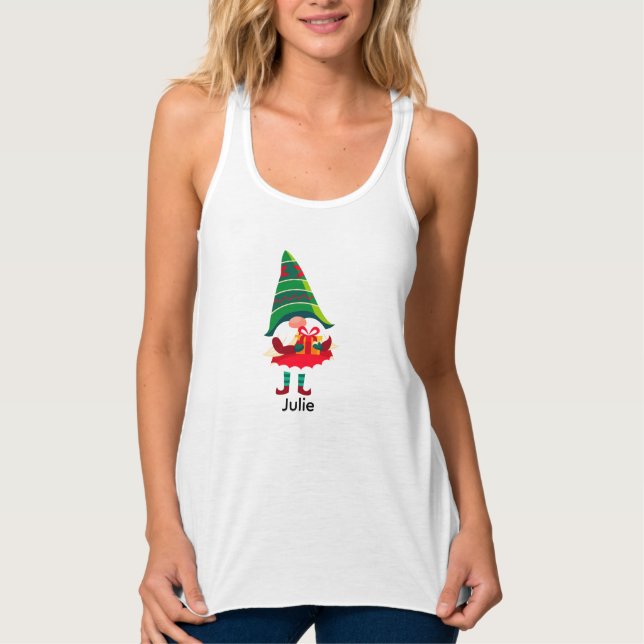 Personalisierter Weihnachtsgnom Holing eine Gesche Tank Top (Vorderseite)