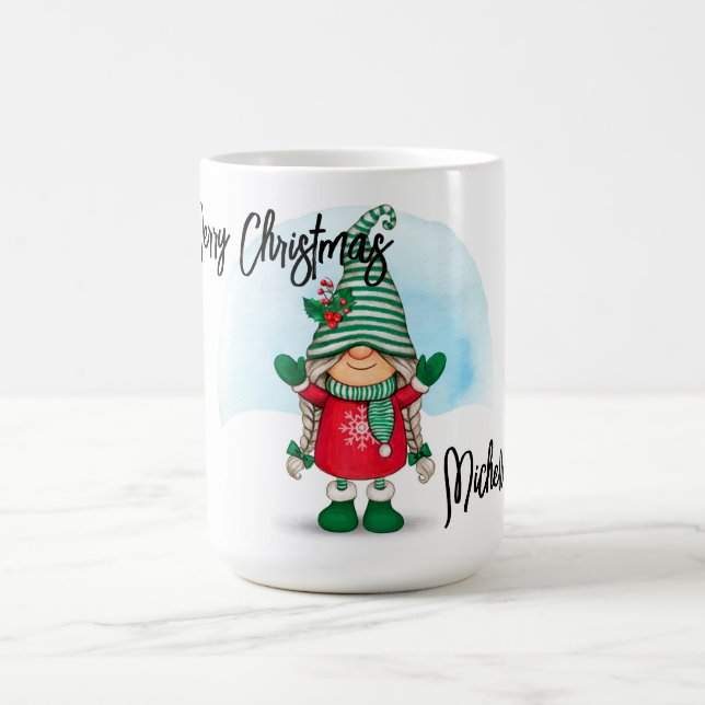 Personalisierter Weihnachtsgnome Kaffeetasse (Mittel)