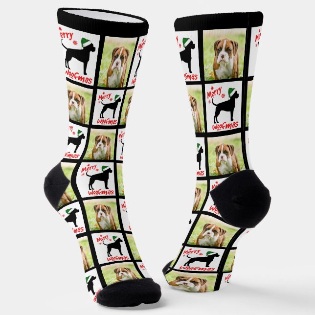 Personalisierter Weihnachtshund Socken (Gewinkelt)