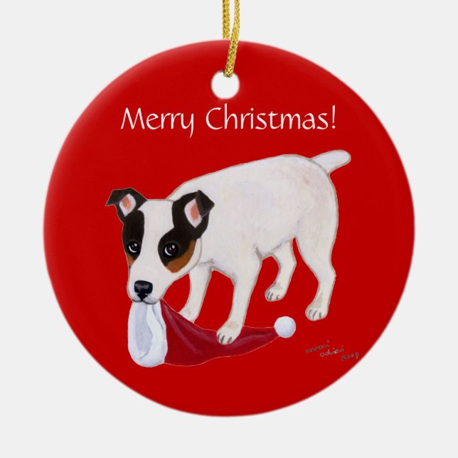 Personalisierter WeihnachtsJack-Russell-Terrier Keramik Ornament (Vorne)