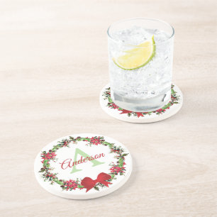 Personalisierter Weihnachtskranz Getränkeuntersetzer