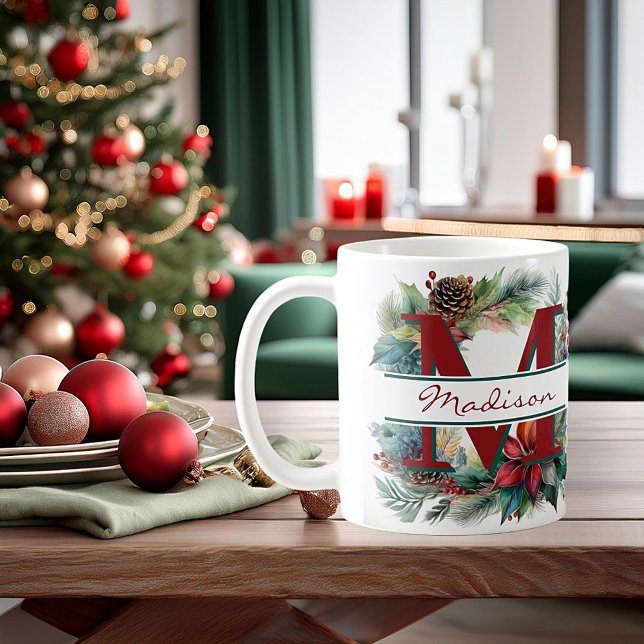 personalisierter Weihnachtskranz Kaffeetasse (Von Creator hochgeladen)