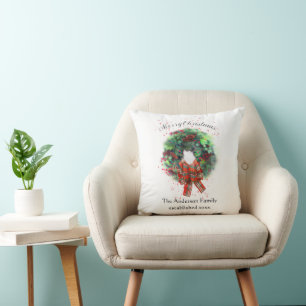 Personalisierter Weihnachtskranz Kunst Karo-Bogen Kissen
