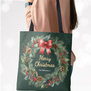 Personalisierter Weihnachtskranz mit roter Schleif