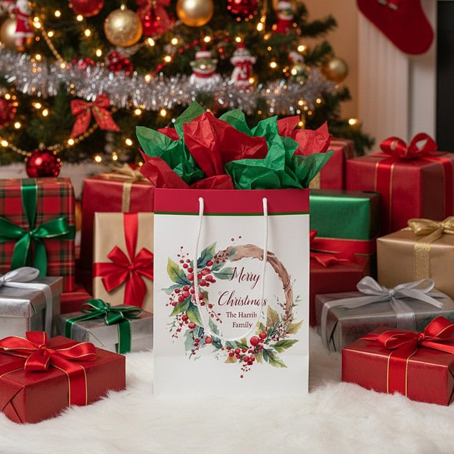 Personalisierter Weihnachtskranz Mittlere Geschenktüte (Von Creator hochgeladen)