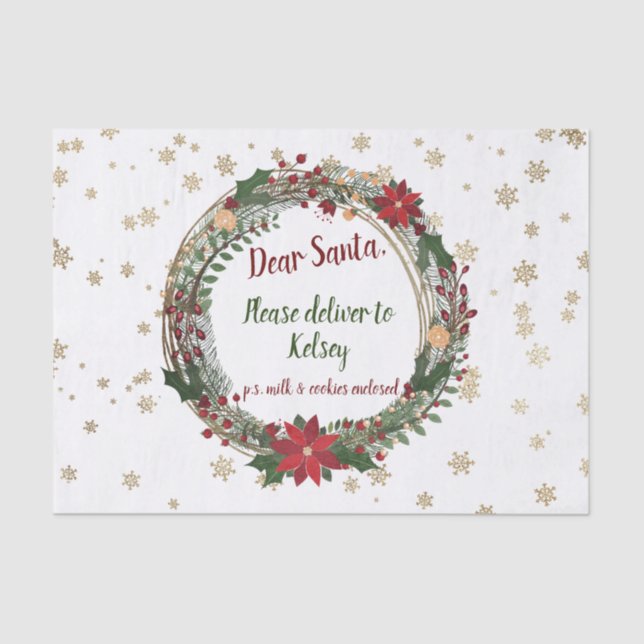 Personalisierter Weihnachtskranz Seidenpapier (Vorderseite)