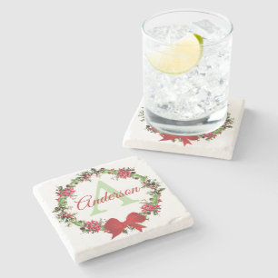 Personalisierter Weihnachtskranz Steinuntersetzer